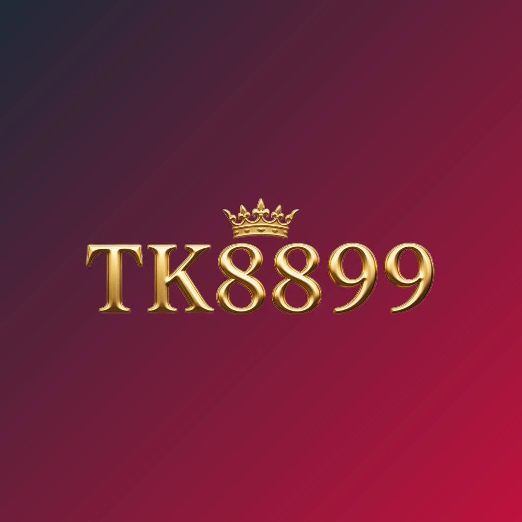 TK8899 royal logo design featuring a gold metallic crown above the letters with a luxury brand feel, displayed as a horizontal rectangular wordmark logo on a transparent background